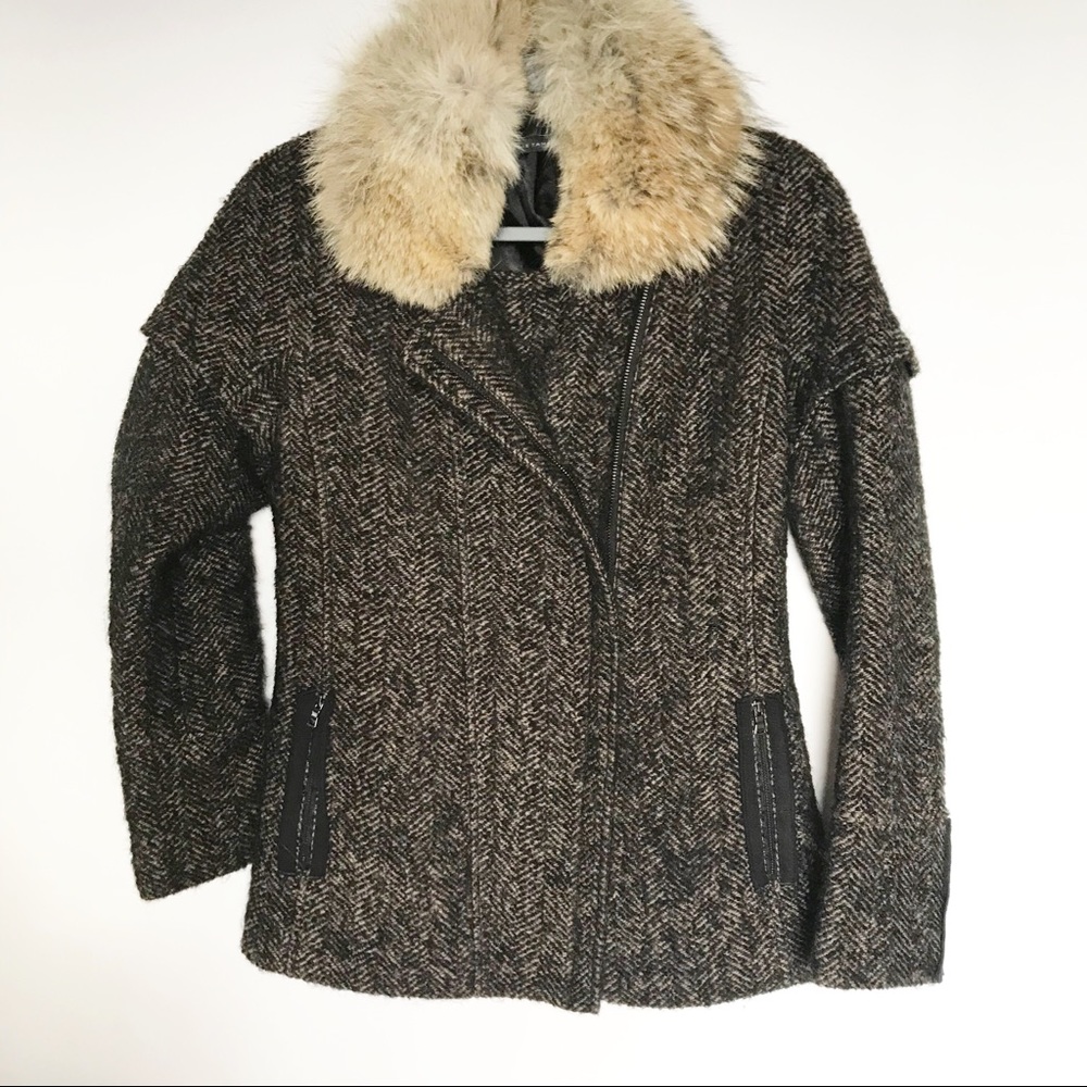 Elie Tahari Wool Coat - Coyote Fur Collar